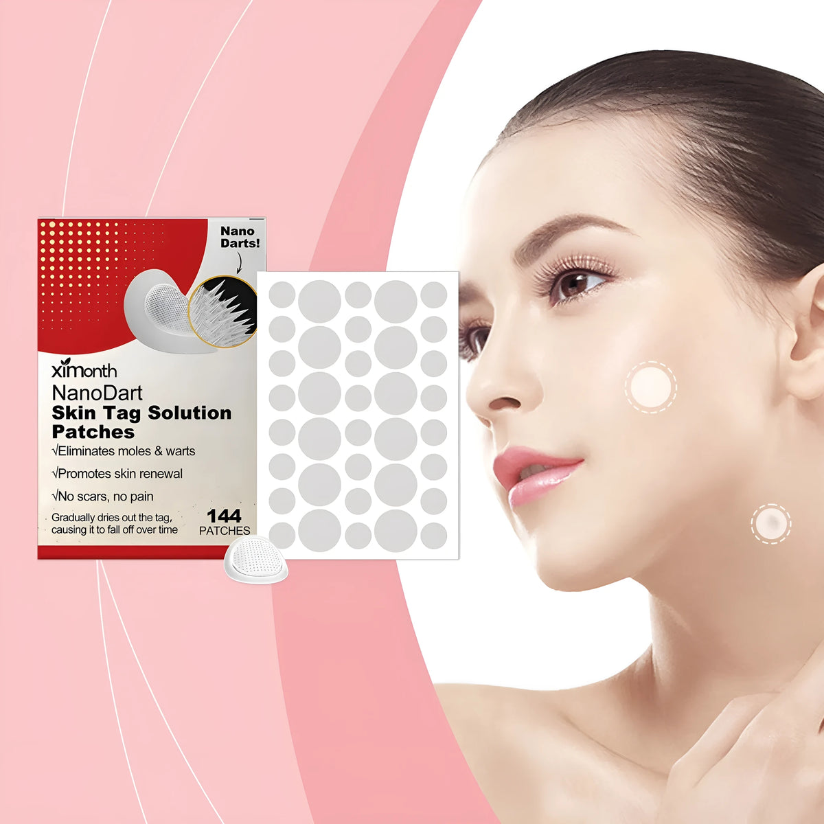 Invisible skin repair patches with tea tree oil in 144-pack with microdart technology