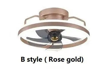 Simple Fashion modern ceiling fan with integrated light and white blades on a white ceiling.