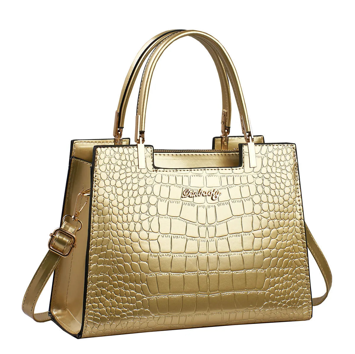 Ladies' PU leather one-shoulder handbag in horizontal square shape, shown in available colour options