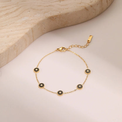 Women's stainless steel bracelet with 18K gold plating and geometric design