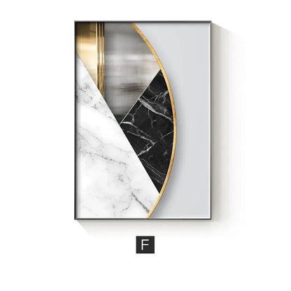 Abstract geometric pattern printed on canvas wall art painting in multiple colour variations
