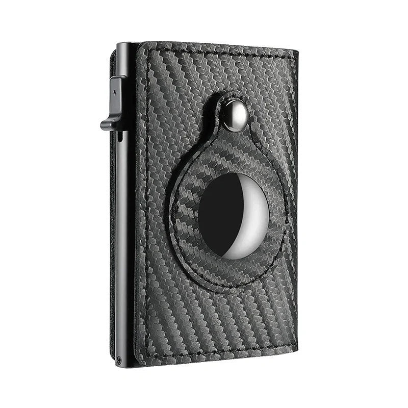Genuine leather card holder with aluminum alloy frame in Crazy Horse finish