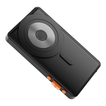 4-inch wireless selfie multi-monitoring device with magnetic mount, plastic body, black and white options.