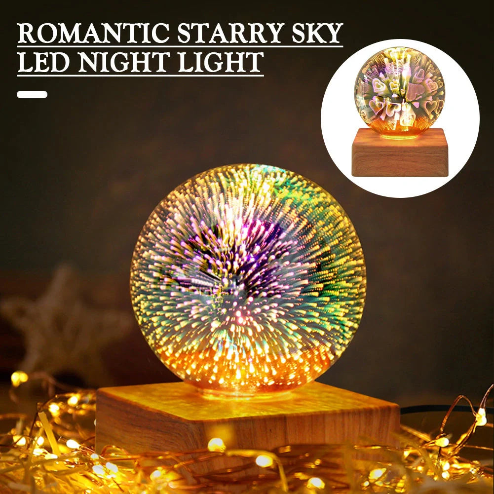 USB 3D Firework Crystals Ball Night Light with touch control and USB power option
