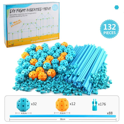 Kids DIY 3D Construction Fort Building Kit with colorful sticks and balls