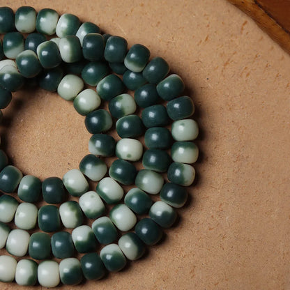 Lotus white jade bodhi beads bracelet with floating flowers landscape pattern on 8x10mm beads