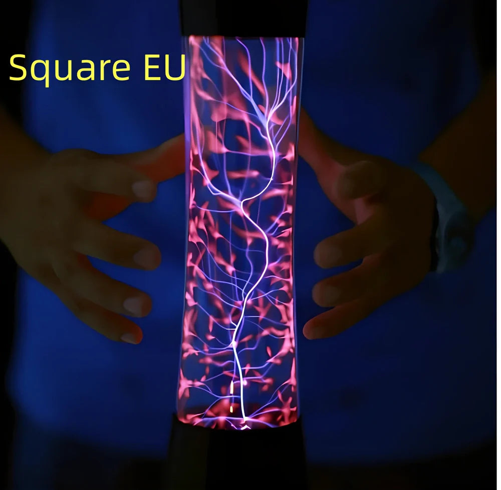 Plasma lightning ball with colourful electrostatic patterns inside 6-inch glass sphere responding to touch