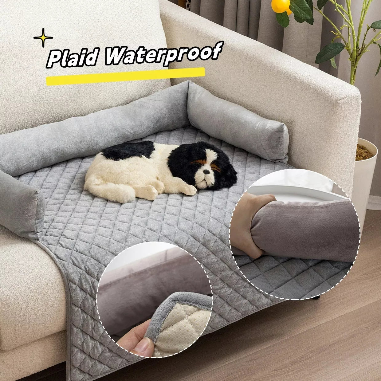 Curved design pet sofa bed for large dogs with removable plush cushion