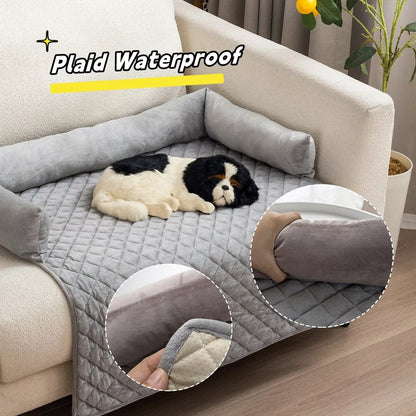 Curved design pet sofa bed for large dogs with removable plush cushion