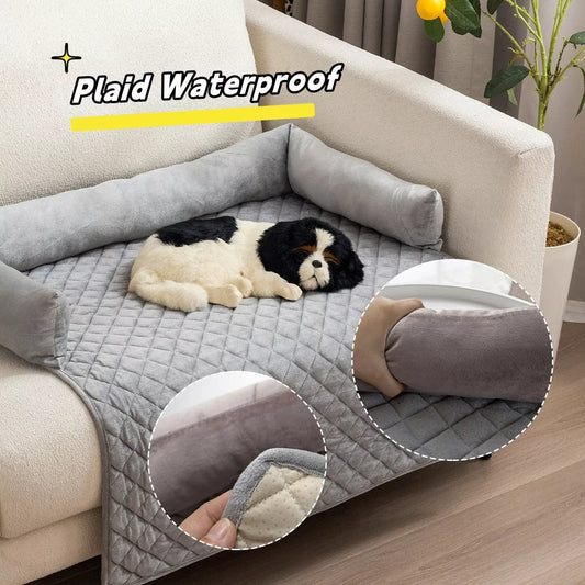 Curved design pet sofa bed for large dogs with removable plush cushion