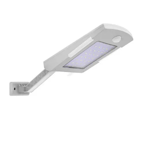 Solar-powered outdoor garden light with motion sensor in black or white with wall mount or pole options