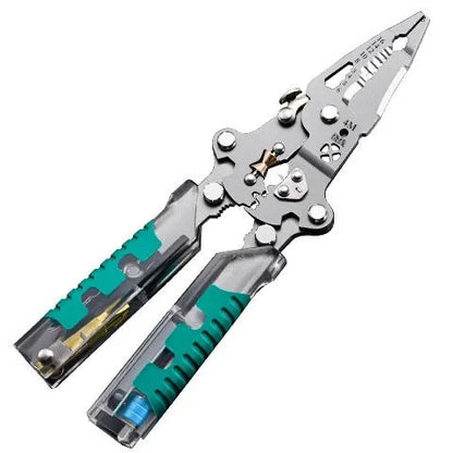 Thickened multi-functional electric pointed pliers wire stripper with 215-225mm length and rust-prevention cutting edges