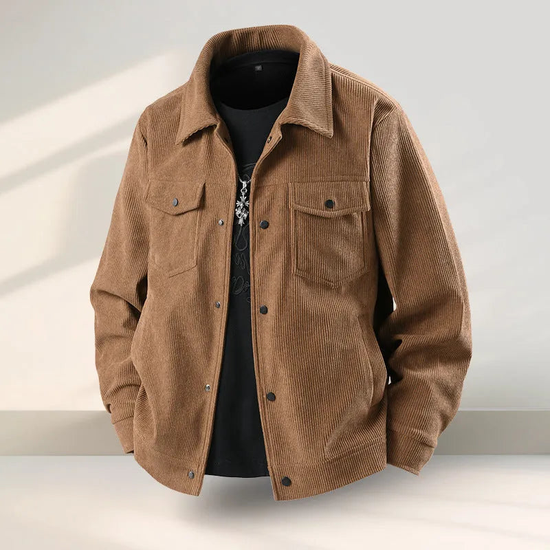 Men's slim fit casual coat in Vinylon and Lycra fabric, shown in black.