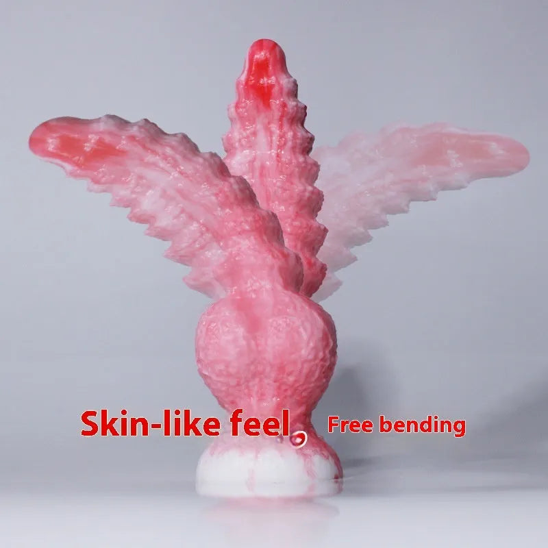 Pink platinum silicone women's masturbation device showing Berserker S and M size options