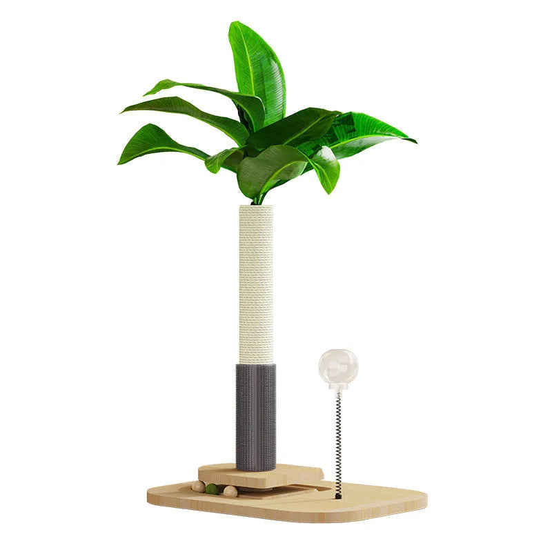 Vertical wooden cat scratching post with canna colour finish and simple design