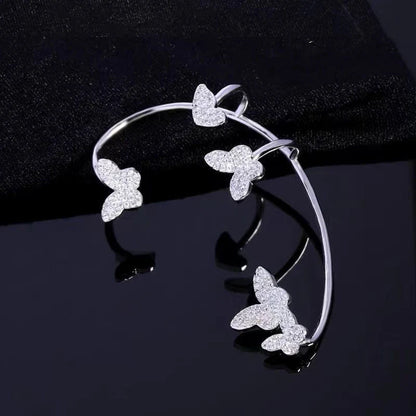 Stylish butterfly ear clips with sparkling zircon stones in gold and silver finishes