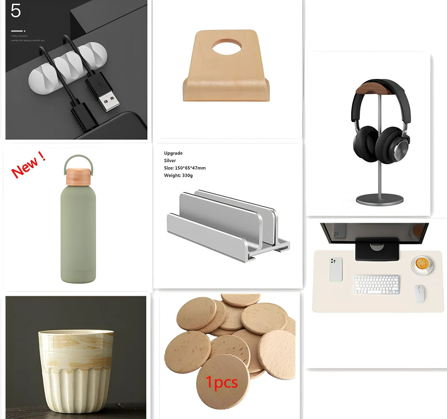 TPR silicone cable holder with Korean flannelette backing organising USB and network cables