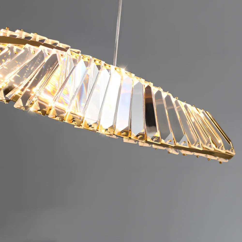 Italian crystal chandelier with LED lighting in three diameter sizes and adjustable height for dining tables