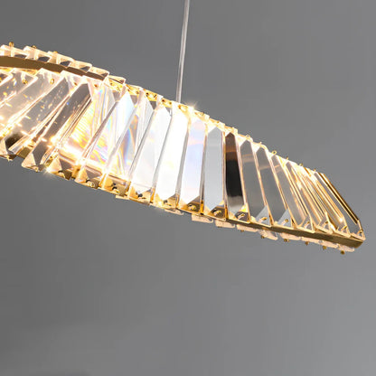 Italian crystal chandelier with LED lighting in three diameter sizes and adjustable height for dining tables