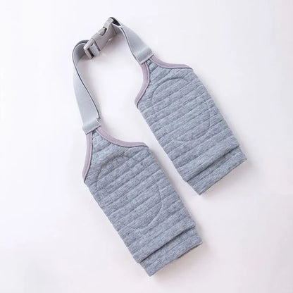 Blue dog knee protector sleeve with elbow padding and scarf on a medium-sized dog