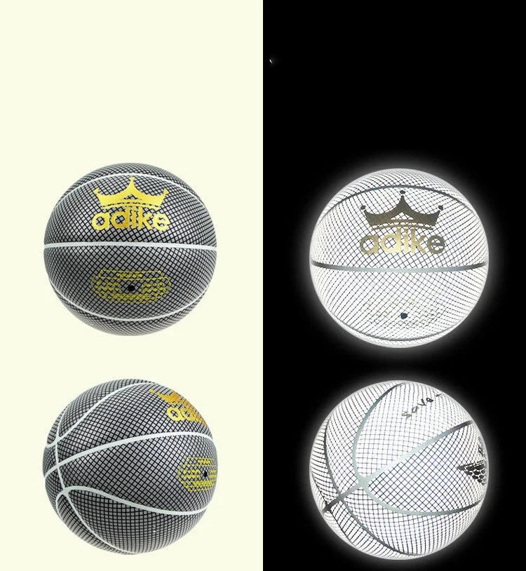 Glowing luminous basketball with mesmerizing rainbow, moon, and multicolored lighting effects for dazzling nighttime games