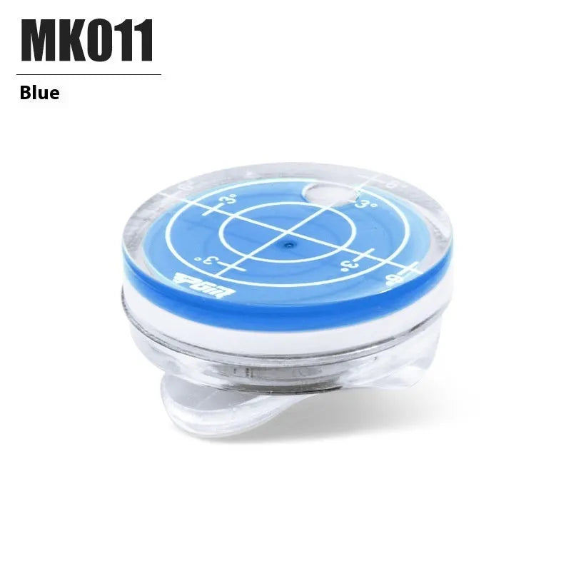 Golf hat clip ball marker, 25mm plastic balance tool in red and blue, clip-on hat accessory
