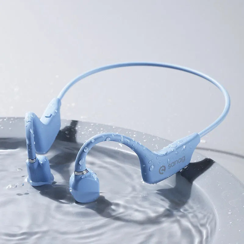 Bone conduction Bluetooth headset in hanging neck design for sports running, available in multiple colours