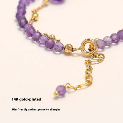 Amethyst colour crystal women's bracelet with diamond cut shapes and Chinese style design