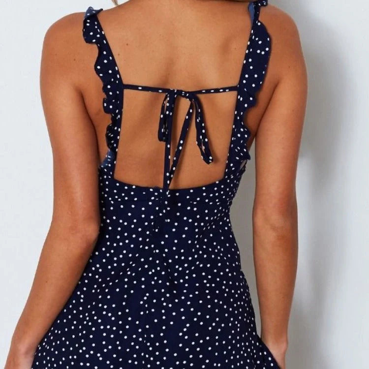 Polka-dot strappy dress for women in various colors and sizes