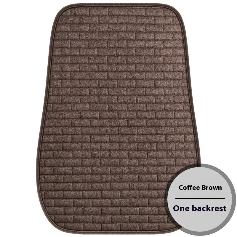 Linen car seat cushion three-piece protective pad with ventilation and sponge filler in black, black and red, grey, brown, or beige