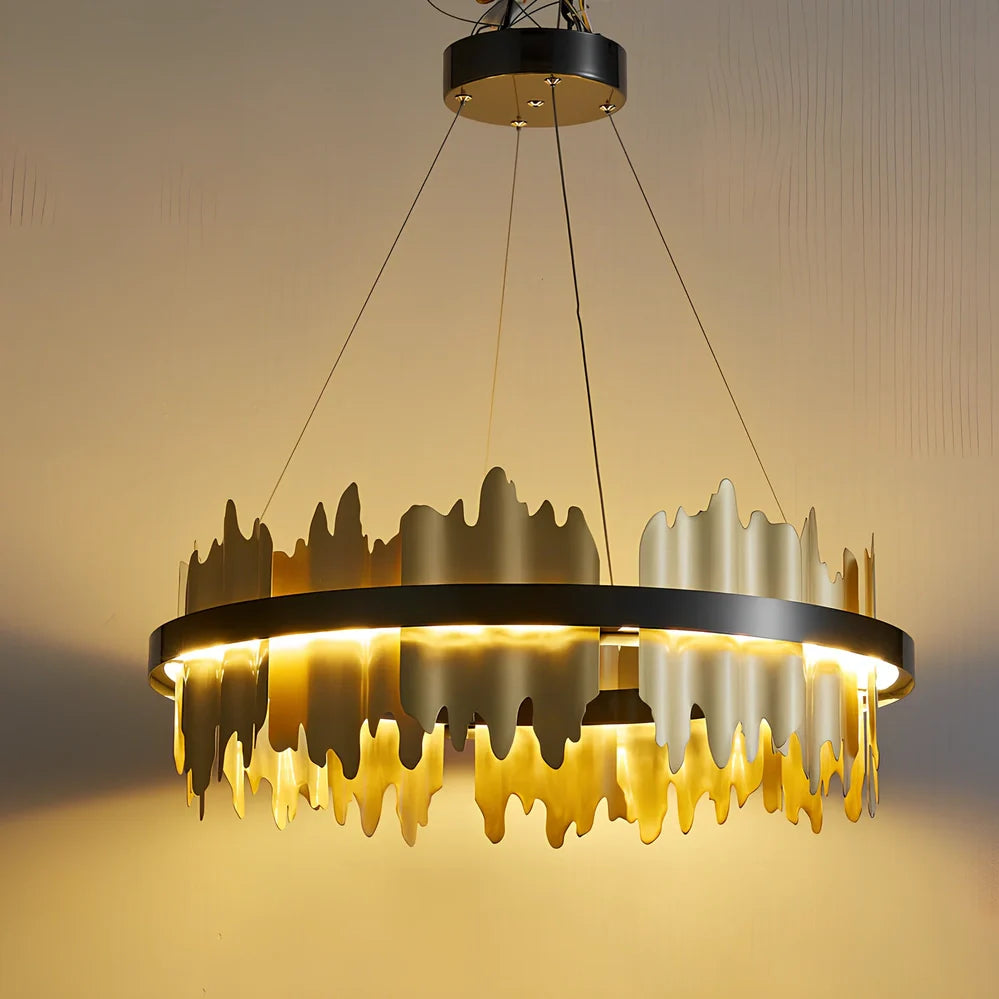 Italian minimalist iron pendant lamp with organic glass shade in black finish, adjustable height mechanism