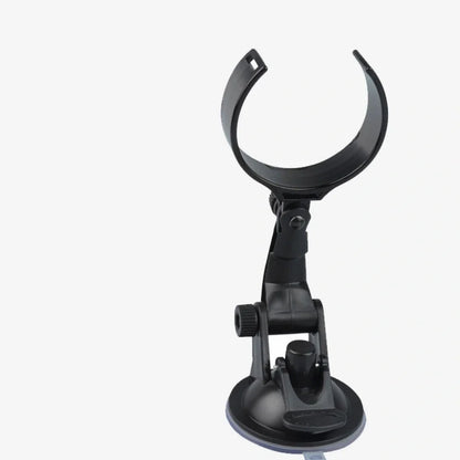 Black-grey 12V car windshield heater with suction cup mount measuring 15x7cm with 1.5m cable