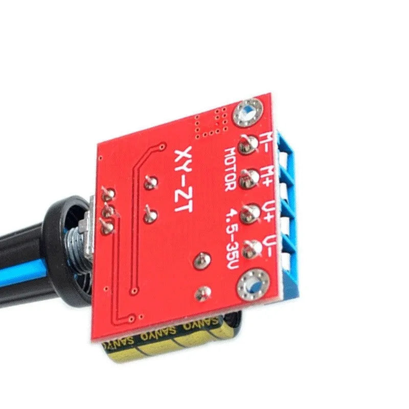 PWM DC motor governor with adjustment knob, measuring 30mm long by 26mm wide by 14mm high