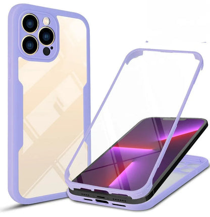 A flexible TPU protective mobile phone case for iPhones, shown in a selection of solid and multi-colour 360 Qicai finishes.