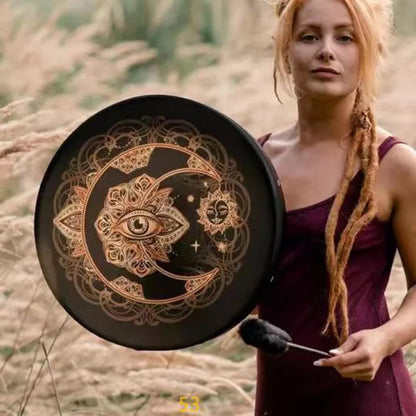 Handmade Tree of Life Shaman Drum in birch frame with drumstick