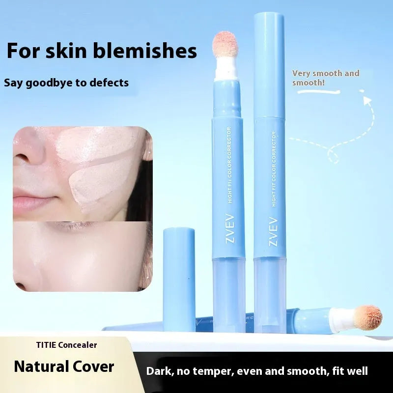 Concealer pen cream with sponge brush applicator for moisturising clothing concealment, available in three shades: brightening skin, pink flesh colour, and flesh colour, each containing 1.5g of product for targeted coverage and skin tone improvement