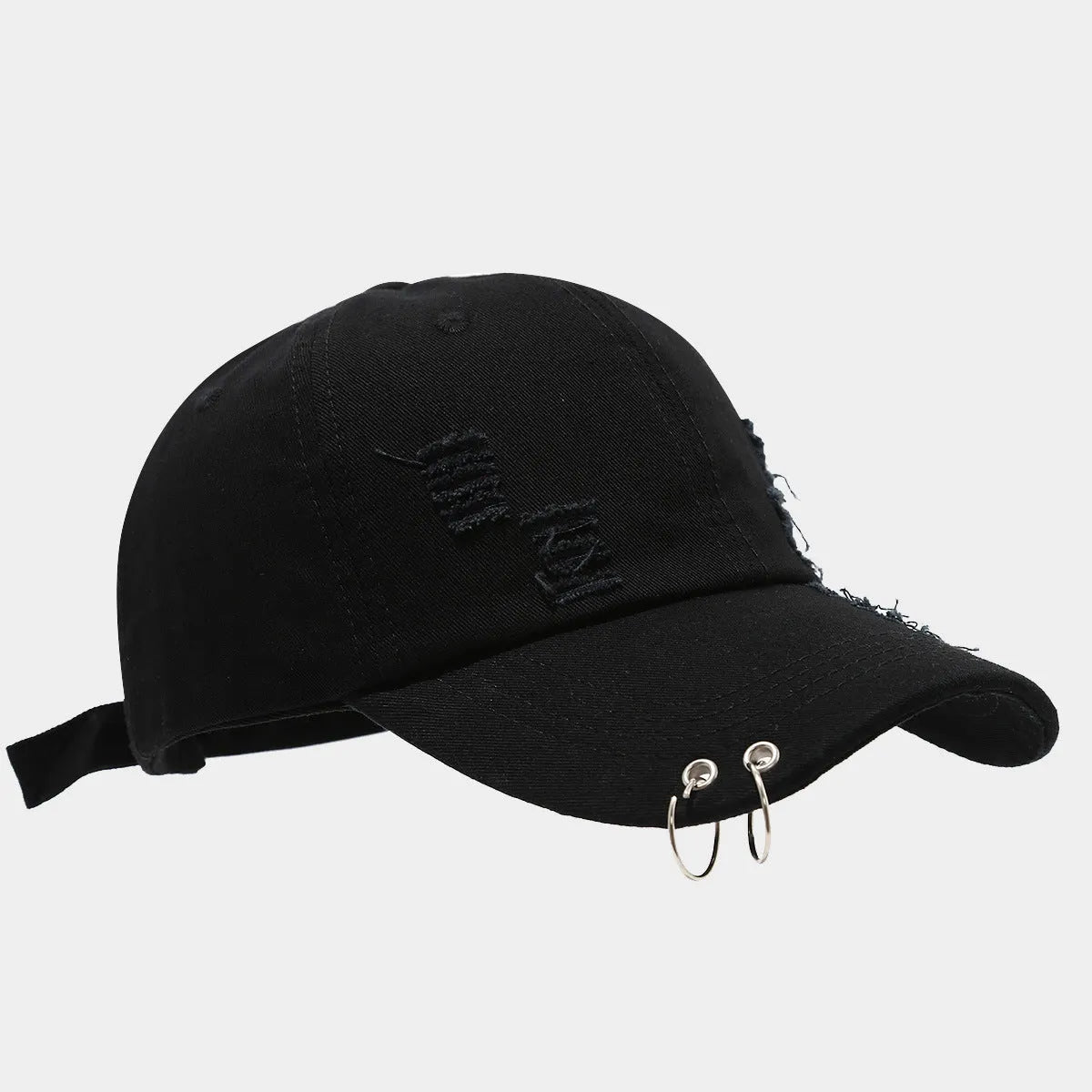 Men's adjustable denim baseball cap with dome crown in black, white or light blue