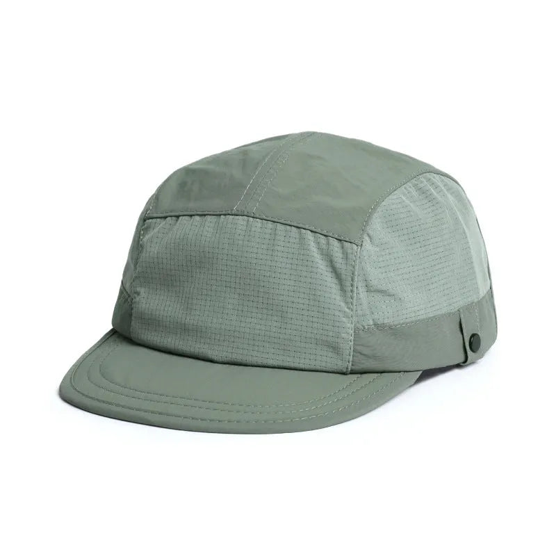 Breathable soft tongue cap with dome crown design in army green colour, showing 56-58cm size and polyester fabric construction