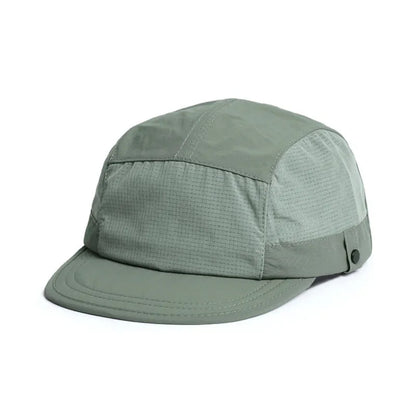 Breathable soft tongue cap with dome crown design in army green colour, showing 56-58cm size and polyester fabric construction
