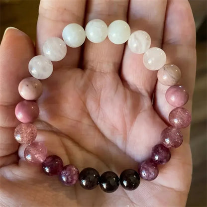 Peach Blossom Natural Stone Bracelet for women with mixed materials and unique stones