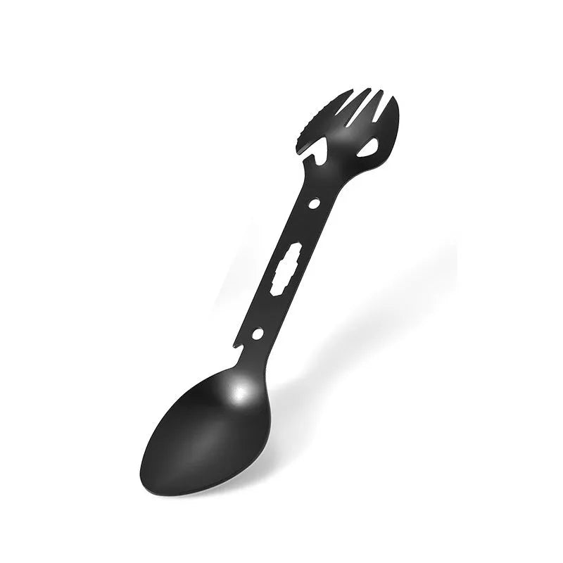 Stainless steel multifunctional fork spoon with bottle opener for outdoor adventures