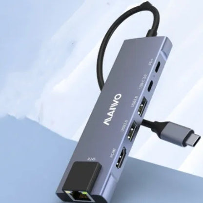Steam Deck Six-in-one Docking Station with aluminium housing, 15cm cable, HDMI, Ethernet and USB ports