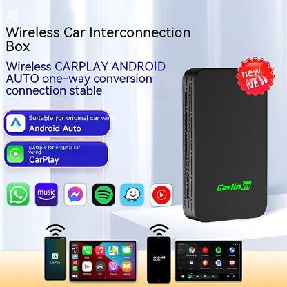Car audio and video entertainment conversion box with ABS PC construction measuring 76mm
