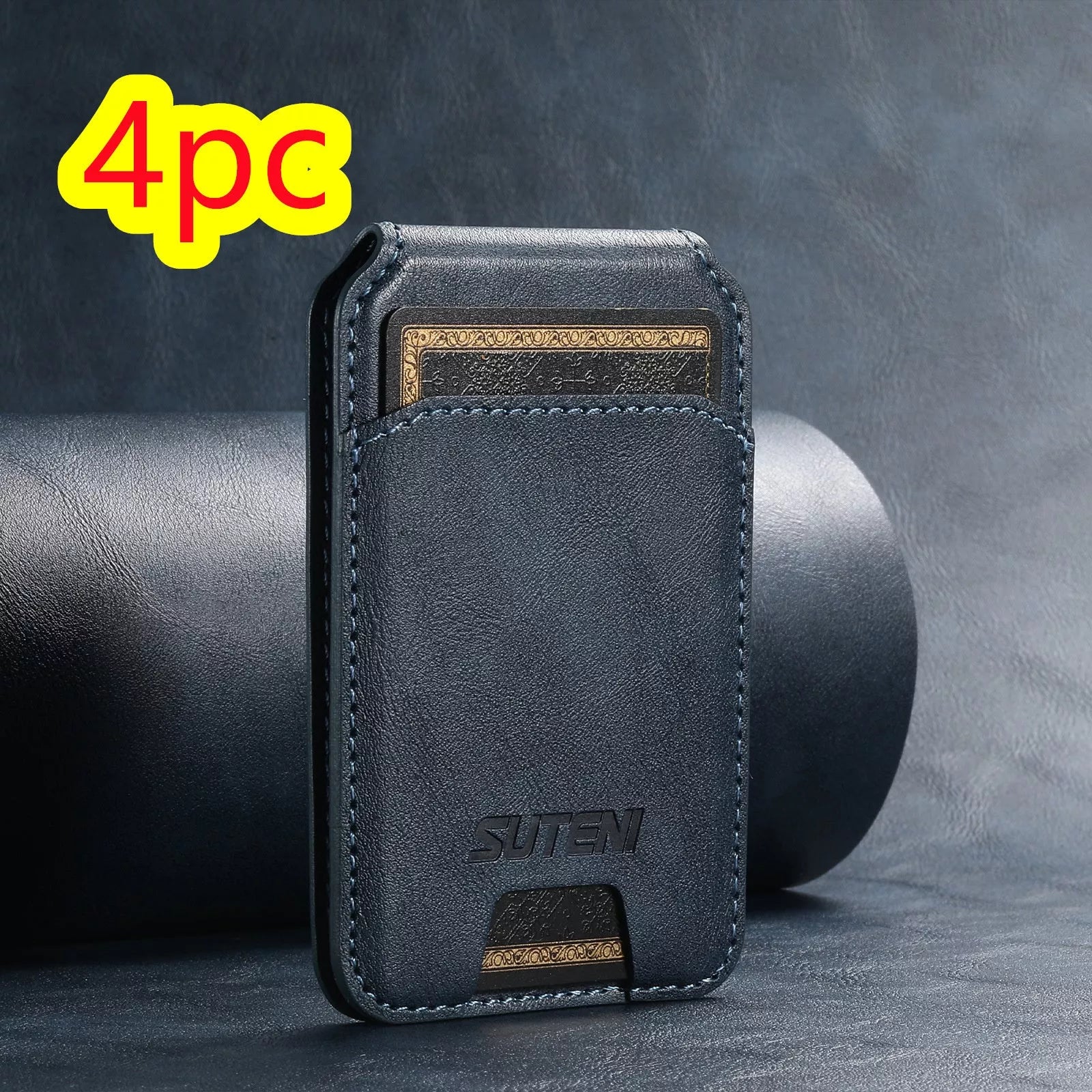 Android universal phone magnetic card holder with MagSafe ring in PU leather