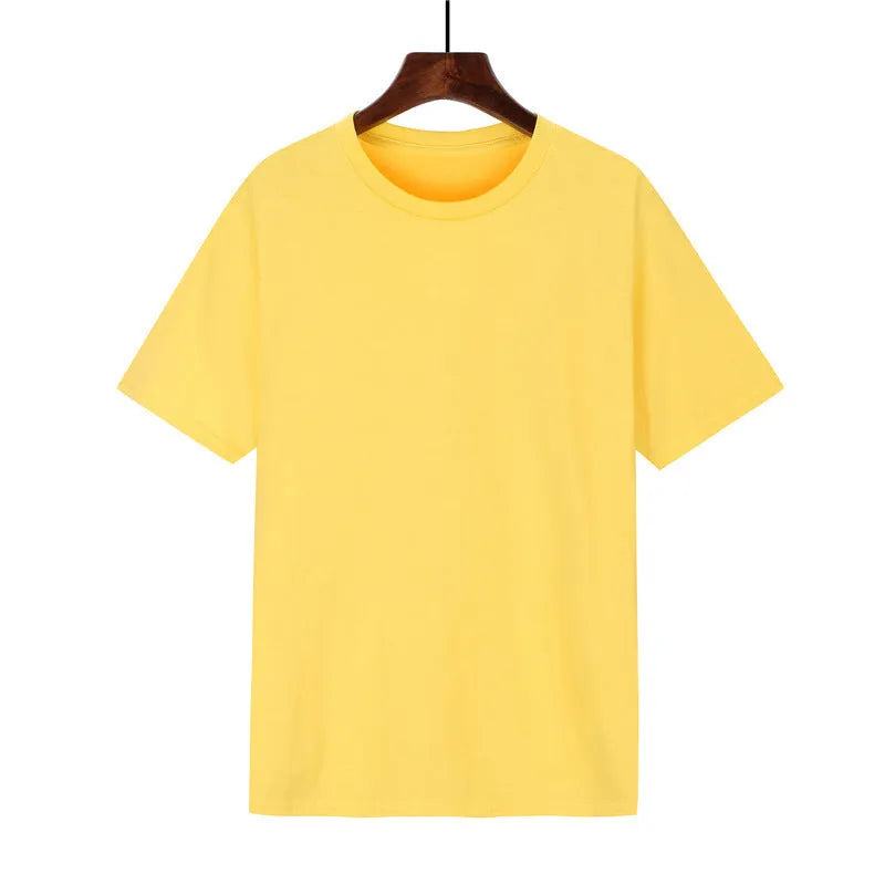 Men's loose fit black cotton short sleeve T-shirt with a printed design, shown on a hanger.