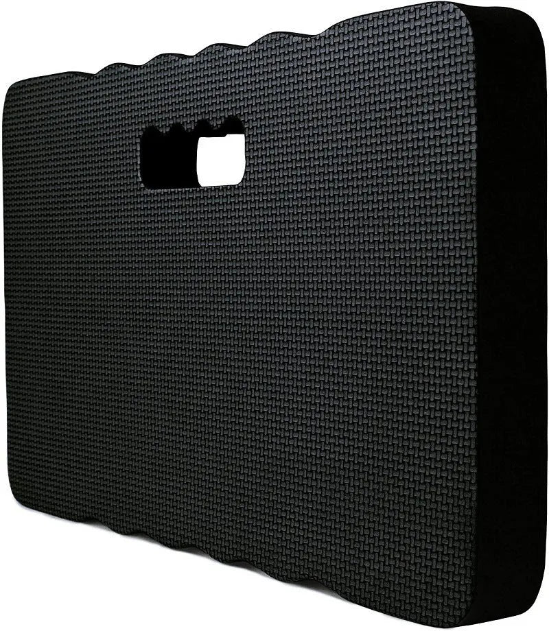 A plastic garden kneeler pad hassock in one of five colours: black, blue, grey, rose red, or yellow.