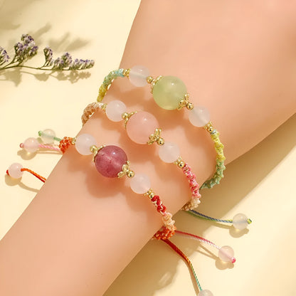 Hand-woven white agate couple bracelets with gemstone beads in three colour options