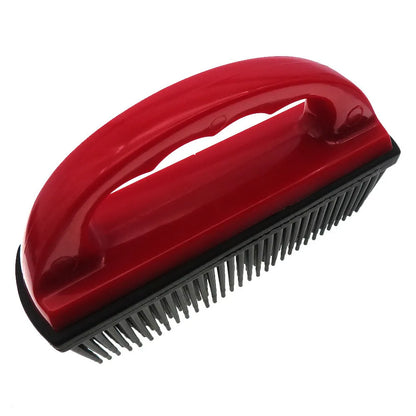 Red pet hair removal brush with silicone bristles measuring 160x85mm for grooming and cleaning
