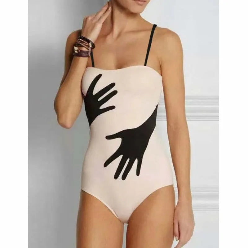 Women's one-piece bikini swimsuit with gauze skirt in polyester for beach swimming