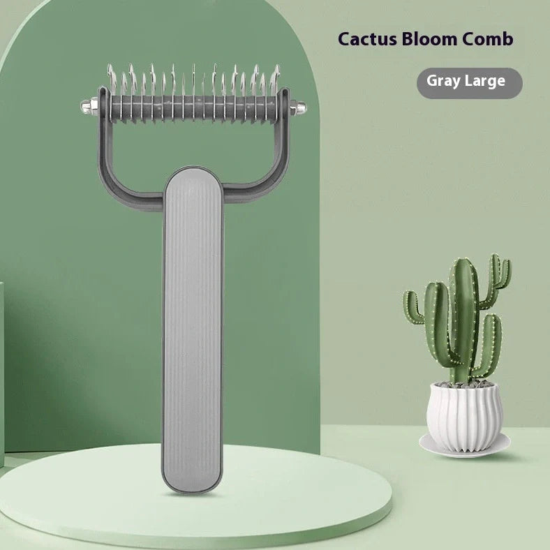 Fashion Creative pet hair unknotting comb with stainless steel teeth in green and grey colours, small and large sizes
